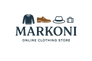 can you generate a simple image about online cloth shopping site the name of my shopping site is markoni and I also sale shoe, hat, skirts, suitcase generally all leather and cotton cloths. I sale sweaters with cheap price and can you give me a very simple and catchy logo for this online shopping site. 